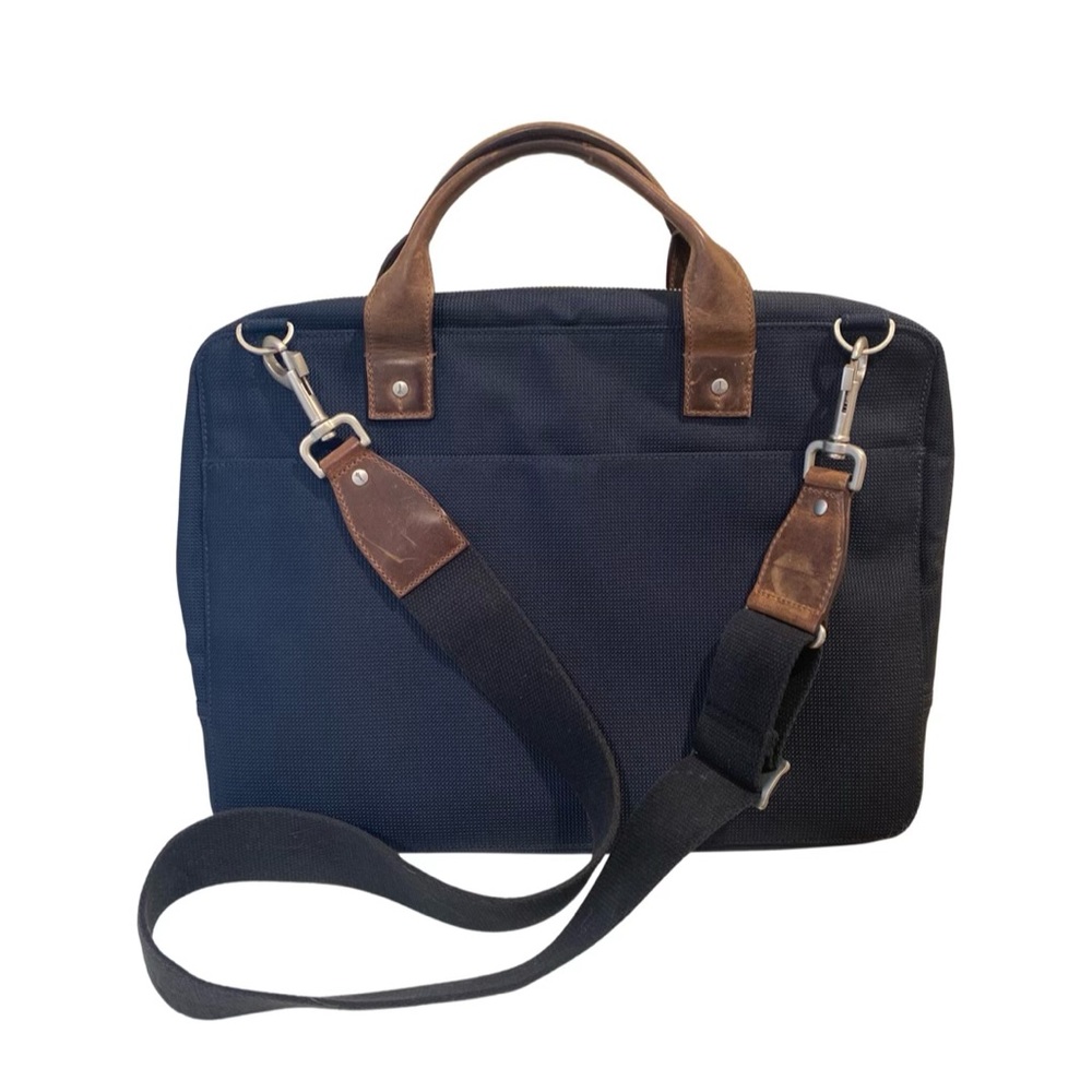 Jack Spade Warren St. Laptop Bag (Navy Blue Leather Handle)